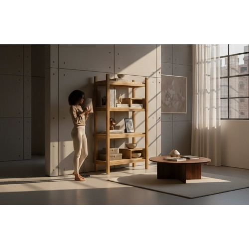 REGAŁ NA KSIĄŻKI  DREWNO LITE DĄB JESION OLCHA RNK-23